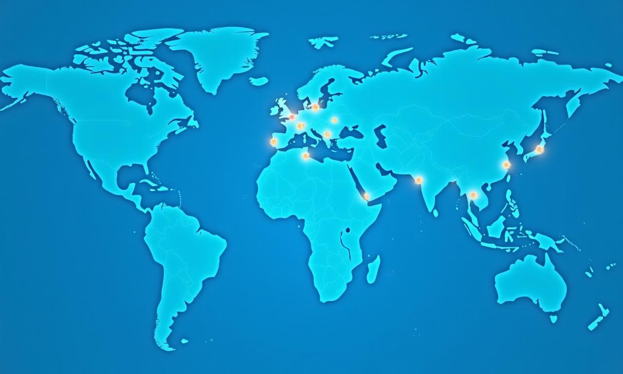 World map with highlighted coverage